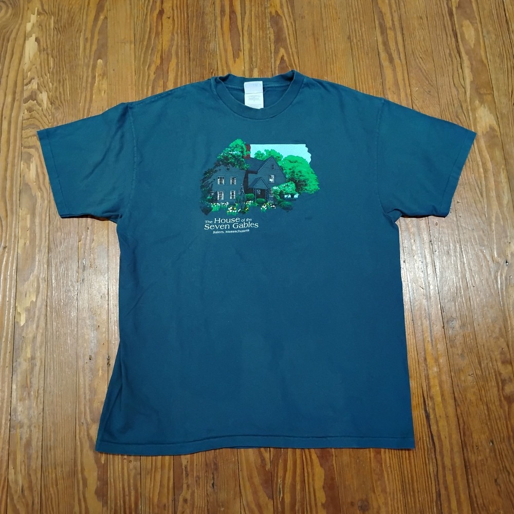 VINTAGE Hanes Shirt Mens XL Seven Gables Massachusetts Garden Book Single Stitch